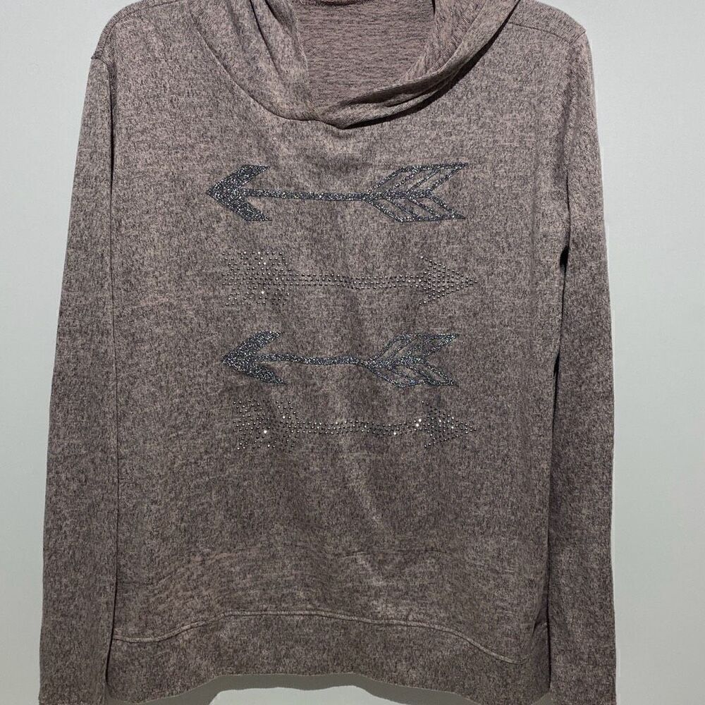 SJS Women's Gray Poly Blended Silver Arrow Pullover Long Sleeve Hoodies Size XL